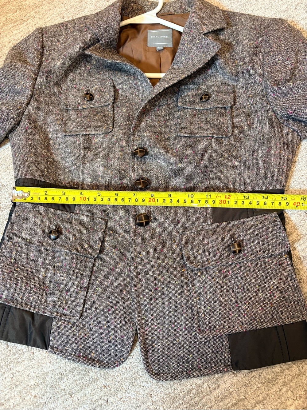 Marc Aurel Tweed Wool Blend Blazer Jacket Utility Style EU 36 US 4-6 - Picture 14 of 15